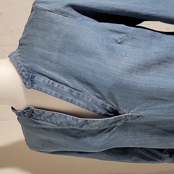 Vineyard Vines Shirt Dress Tunic V-neck 3/4 Sleeve Lyocell Linen Chambray 0 XS - Picture 11 of 16